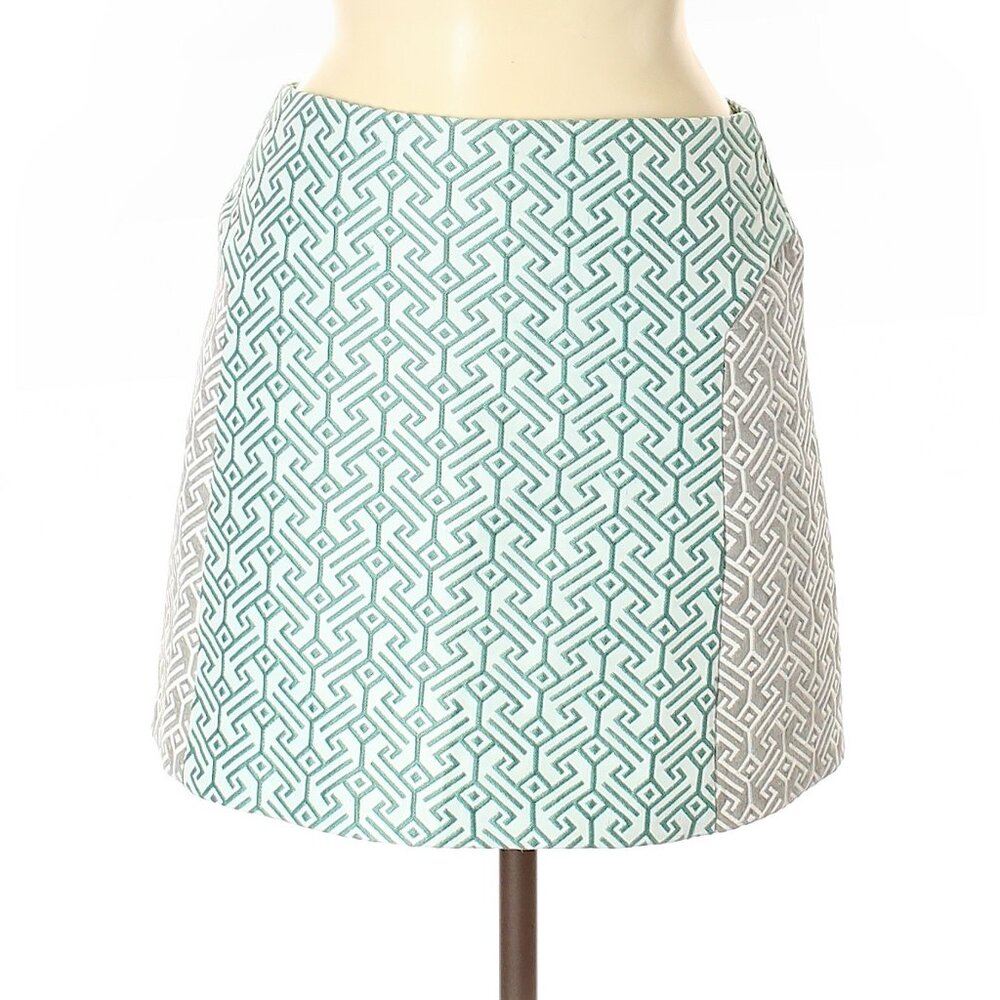 Topshop green blue mini skirt size 6